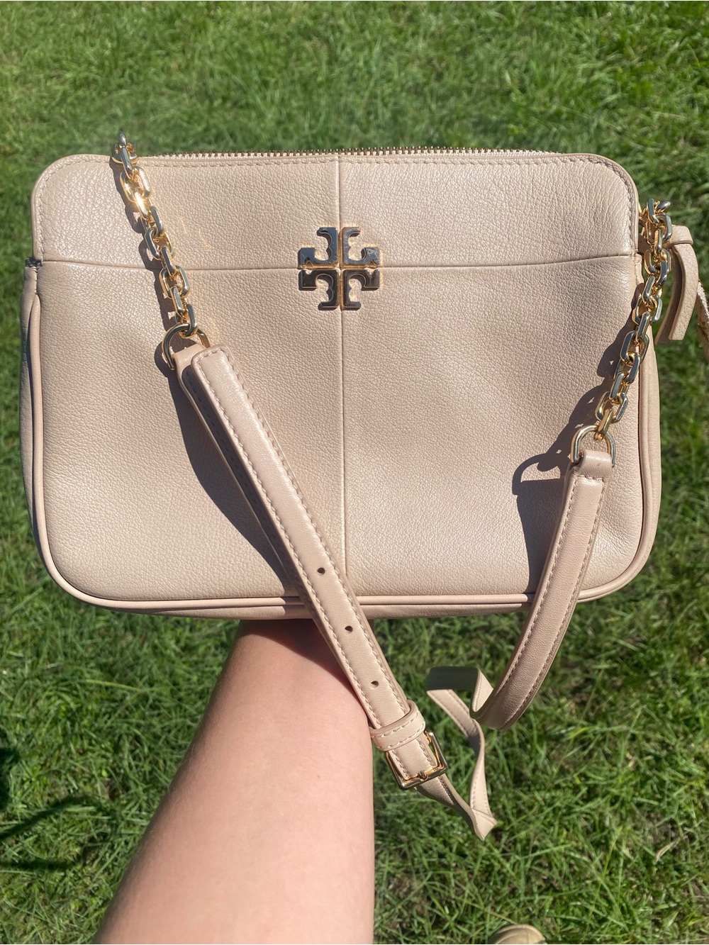 Tory Burch Blush Leather Crossbody with Gold Hardware